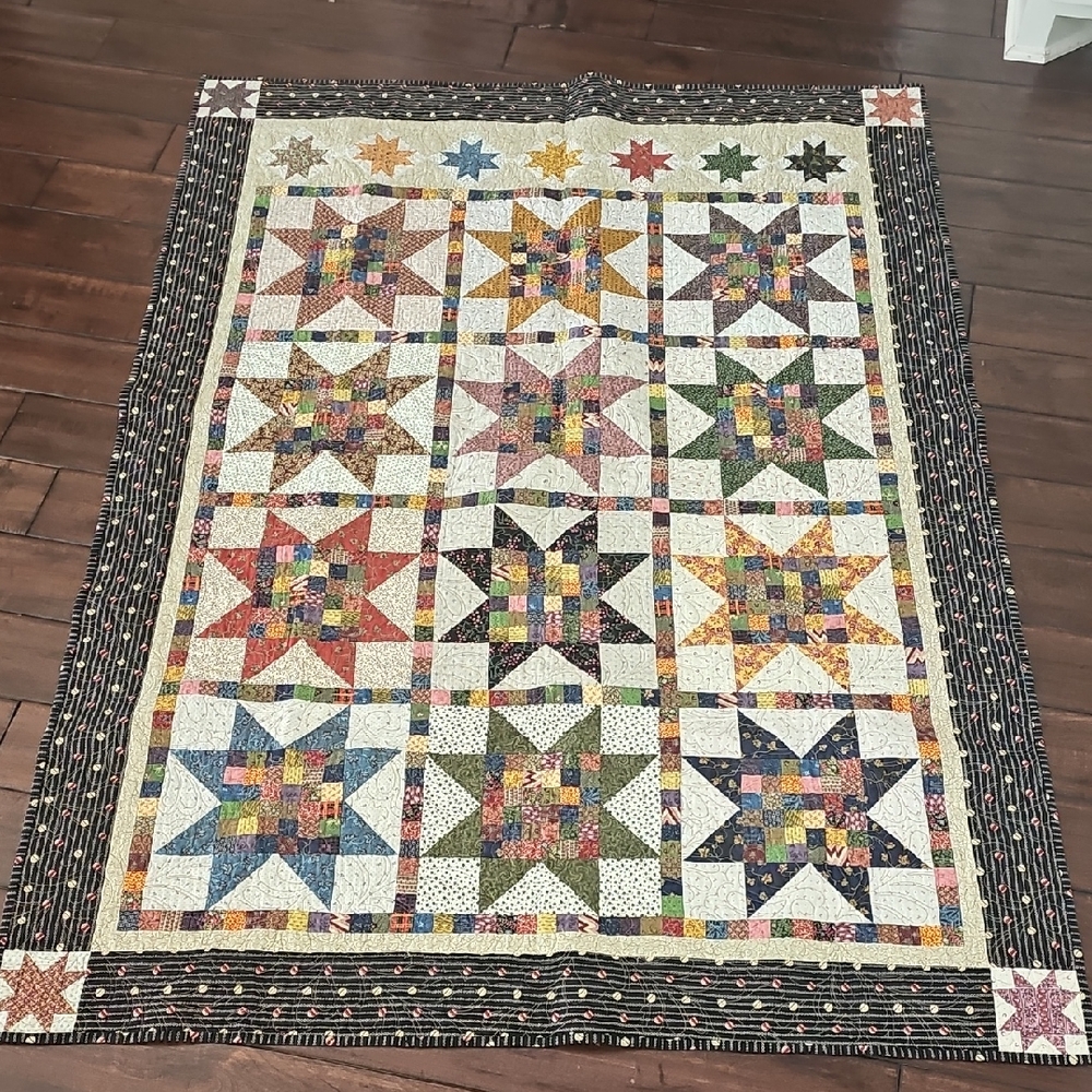 Handmade Multicolor Star Patchwork Quilt - Home Bedding